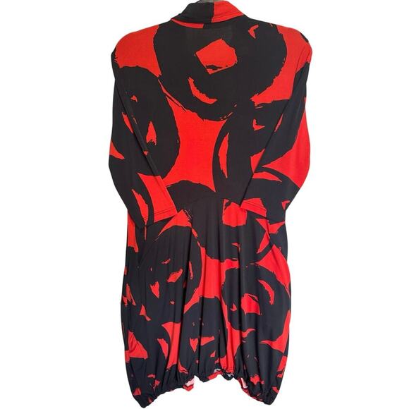 Alembika Art Print Wonderful Collar Dress Abstract Red Black Size Medium - Picture 7 of 12